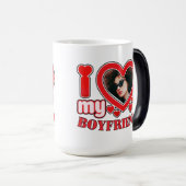 私は私のボーイフレンドが大好きパーソナライズされたハート写真 モーフィングマグカップ (正面右)