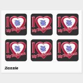 私は私のボーイフレンドが大好きフォト赤いハートブラック スクエアシール (シート)
