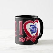 私は私のボーイフレンドが大好きフォト赤いハートブラック マグカップ (正面右)