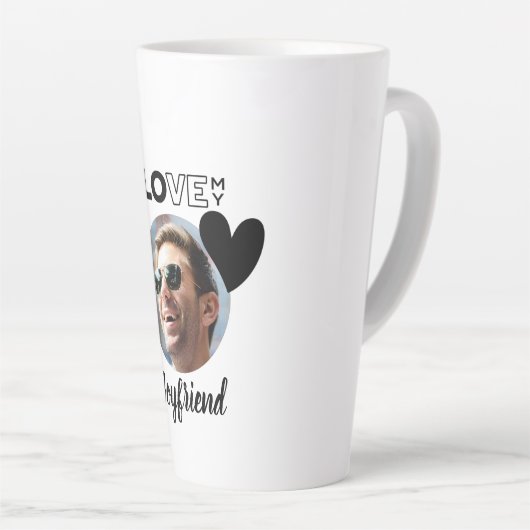 私は私のボーイフレンドが大好き写真ギフト夫フィアンスパパ カフェラテマグ (右アングル)
