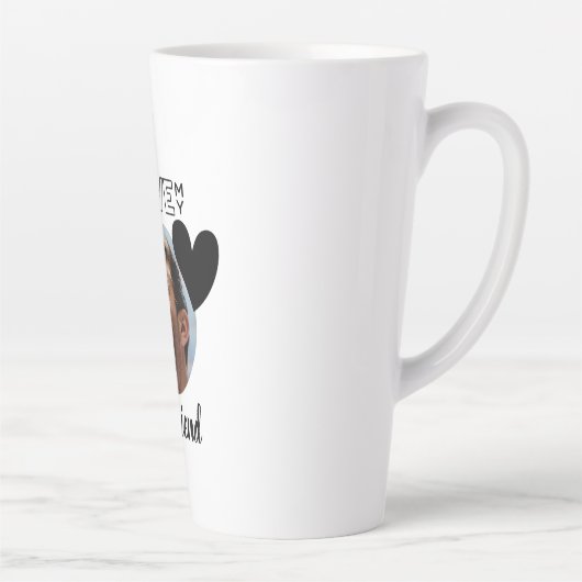 私は私のボーイフレンドが大好き写真ギフト夫フィアンスパパ カフェラテマグ (右)