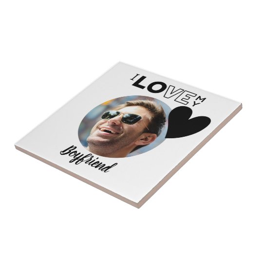 私は私のボーイフレンドが大好き写真ギフト夫フィアンスパパ タイル (側面)