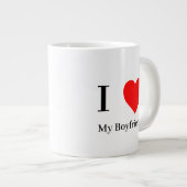 私は私のボーイフレンドと赤いハートが大好き ジャンボコーヒーマグカップ (正面右)
