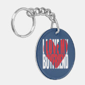 私は私のボーイフレンドのハート写真が大好きパーソナライズされた キーホルダー (正面左)