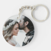 私は私のボーイフレンドのハート写真が大好きパーソナライズされた キーホルダー (裏面)