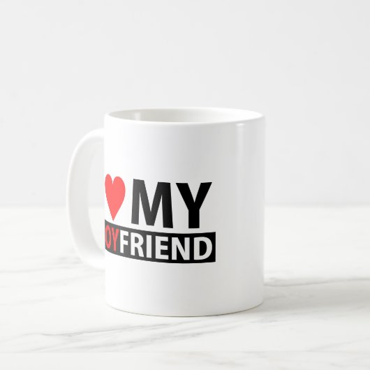 私は私のボーイフレンドのマグを愛します コーヒーマグカップ (正面左)