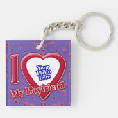 私は私のボーイフレンドの写真の赤いハート紫 キーホルダー (裏面)