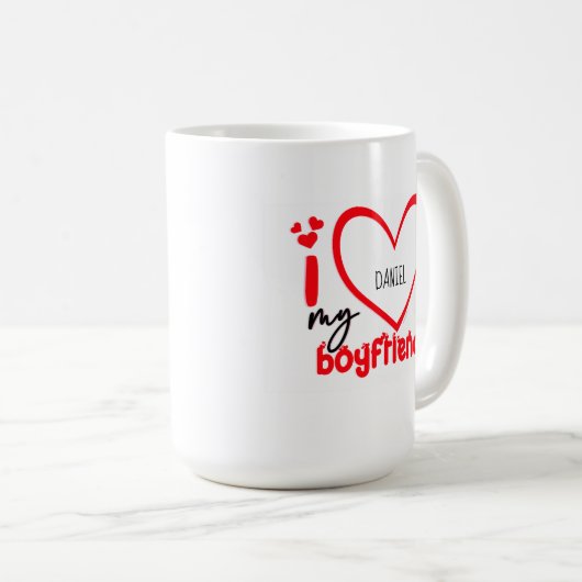 私は私のボーイフレンドの写真ギフトコーヒーマグが大好き コーヒーマグカップ (正面右)
