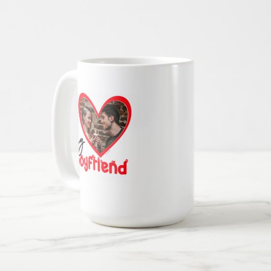 私は私のボーイフレンドの写真ギフトコーヒーマグが大好き コーヒーマグカップ (正面左)