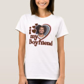 私は私のボーイフレンドの写真ピンク・ブラウンが大好き Tシャツ (正面)