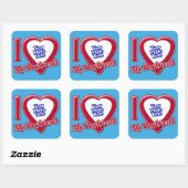 私は私のボーイフレンドの写真赤いハートティール（緑がかった色） スクエアシール (シート)