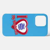 私は私のボーイフレンドの写真赤いハートティール（緑がかった色） Case-Mate iPhoneケース (裏面 (横))