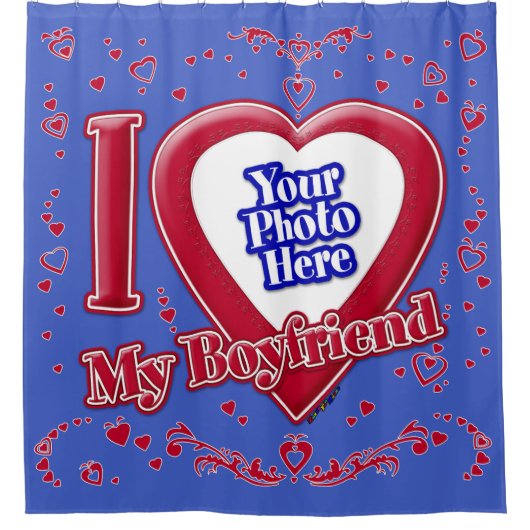 私は私のボーイフレンドの写真赤いハート深い王室のBl シャワーカーテン (正面)