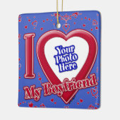 私は私のボーイフレンドの写真赤いハート深い王室のBl セラミックオーナメント (左)