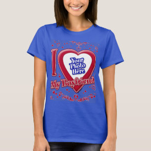 私は私のボーイフレンドの写真赤いハート深い王室のBl Tシャツ