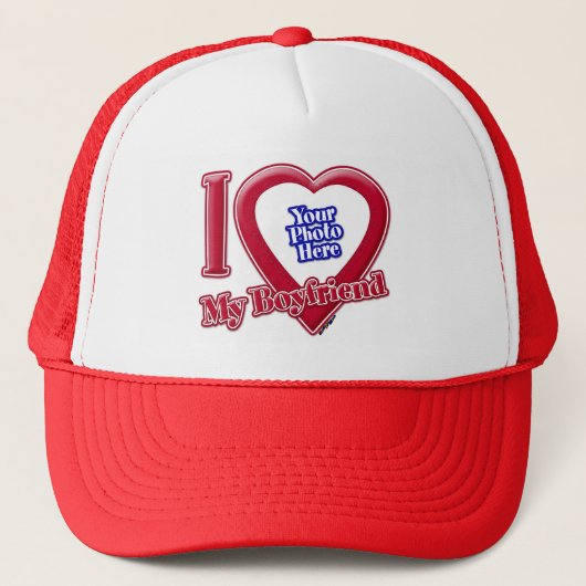 私は私のボーイフレンドの写真赤いハート キャップ (正面)