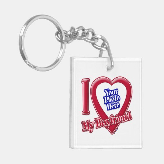 私は私のボーイフレンドの写真赤いハート キーホルダー (正面左)
