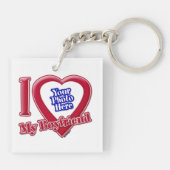 私は私のボーイフレンドの写真赤いハート キーホルダー (裏面)