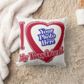 私は私のボーイフレンドの写真赤いハート クッション (ブランケット)