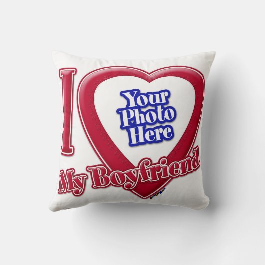 私は私のボーイフレンドの写真赤いハート クッション (裏面)