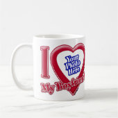 私は私のボーイフレンドの写真赤いハート コーヒーマグカップ (左)