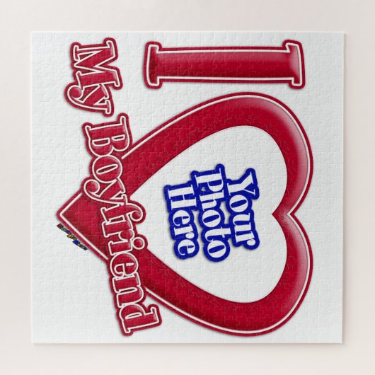 私は私のボーイフレンドの写真赤いハート ジグソーパズル (横)