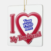 私は私のボーイフレンドの写真赤いハート セラミックオーナメント (左)