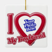 私は私のボーイフレンドの写真赤いハート セラミックオーナメント (裏面)