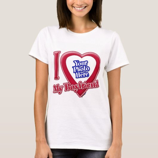 私は私のボーイフレンドの写真赤いハート Tシャツ (正面)