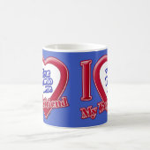 私は私のボーイフレンドの写真赤いハートD R Blue コーヒーマグカップ (中央)