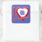 私は私のボーイフレンドの写真赤いハートD R Blue スクエアシール (バッグ)