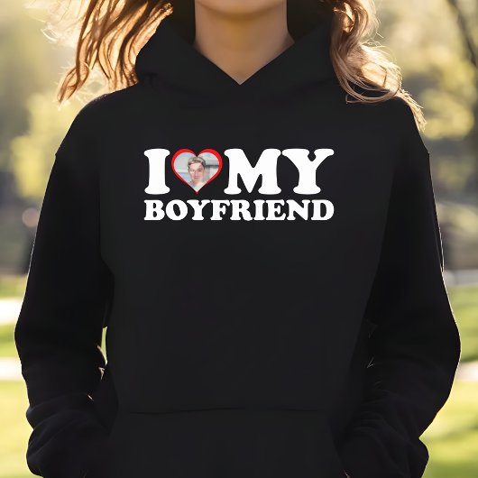 私は私のボーイフレンドを愛カスタムする写真バレンタインギフト スウェットシャツ