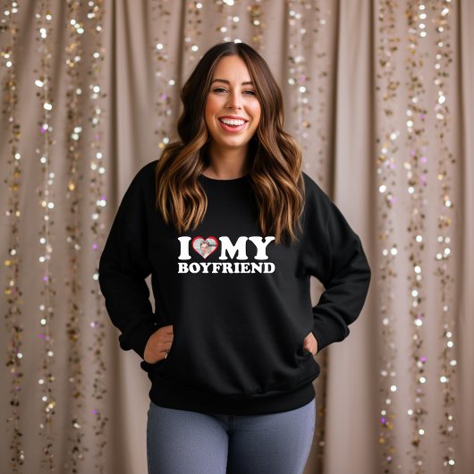 私は私のボーイフレンドを愛カスタムする写真バレンタインギフト スウェットシャツ