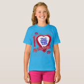 私は私のボーイフレンド写真赤いハートキスティール(緑がかった色) Tシャツ (正面フル)