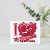 私は私のボーイフレンド赤を愛する – ハート ポストカード (スタンド正面)
