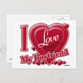 私は私のボーイフレンド赤を愛する – ハート ポストカード (正面/裏面)