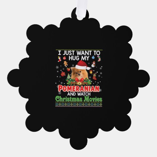 私は私のポメラニア犬犬を抱いてChrを見たい オーナメントカード (正面)