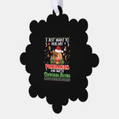 私は私のポメラニア犬犬を抱いてChrを見たい オーナメントカード (左)