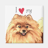 私は私のポメラニア犬 マグネット (正面)