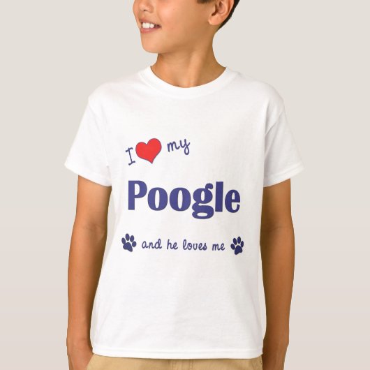 私は私のポーグルが大好き(雄犬) Tシャツ (正面)
