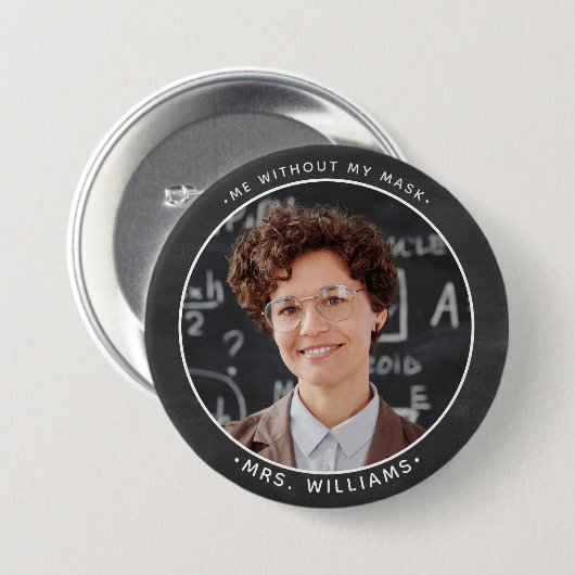 私は私のマスク笑顔を持たないカスタム先生 缶バッジ (正面&裏面)