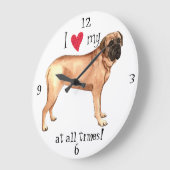私は私のマスティフを愛します ラージ壁時計 (傾斜)