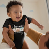 私は私のママの手書き文字、写真黒が大好き ベビーボディスーツ