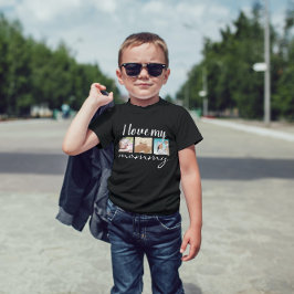 私は私のママの手書き文字、写真黒が大好き ベビーTシャツ