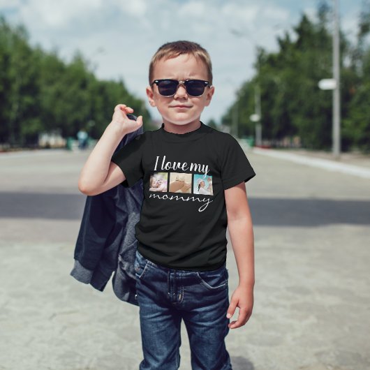 私は私のママの手書き文字、写真黒が大好き ベビーTシャツ