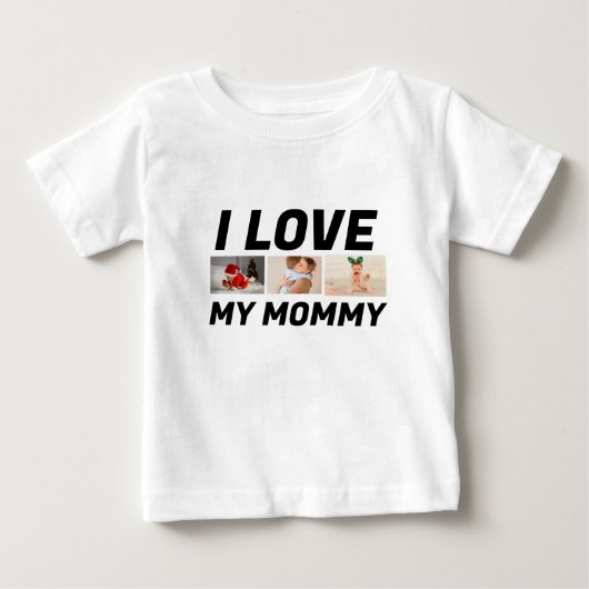 私は私のママの文字カスタム、写真が大好き ベビーTシャツ (正面)