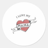 私は私のママを愛する子供ハートタトゥーマザーズ日_1 ラウンドシール (正面)