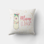 私は私のママLlamaかわいい女の子ピンクの金ゴールドシャワー クッション (裏面)