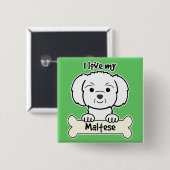 私は私のマルチーズを愛します 缶バッジ (正面&裏面)