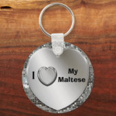 私は私のマルチーズハートキーチェーンが大好き キーホルダー (正面)